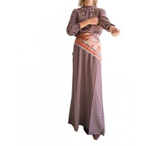 NEW FRANCO FERRARI trapezio long silk dress in red geo